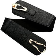 Camerazar Eleganten Ženski Širok Elastični Korsetni Pas, Zlata Kovinska Spona, Ekokoža, 70-89 cm x 6 cm