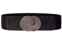 Camerazar Eleganten Ženski Širok Elastični Pas, Črn, Kovinska Sponka Srebrne Barve, 68-90 cm