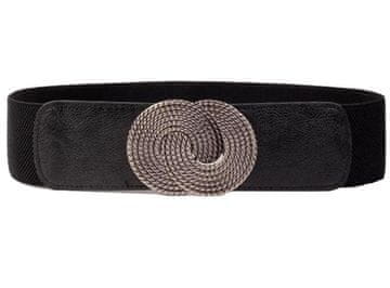 Camerazar Eleganten Ženski Širok Elastični Pas, Črn, Kovinska Sponka Srebrne Barve, 68-90 cm