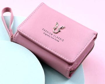 Camerazar Eleganten Mali Ženski Denarnica Retro Slog, Roza, Eko Usnje, 11x9x3.5 cm