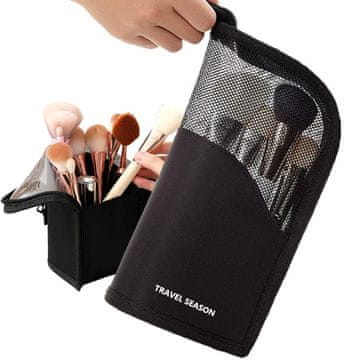 Camerazar Organizator za čopiče in svinčnike, črn PVC+TPU material, dimenzije 25x13x13 cm