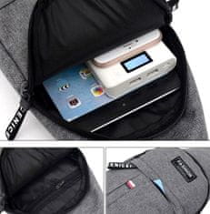 Camerazar Moška mestna torba preko rame Sachet Urban, črna, sintetično tkanino Oxford, 70-130x17x31 cm