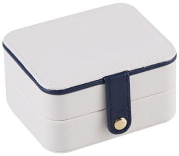 Camerazar Elegantna pravokotna škatlica za nakit z ogledalom, ekokoža in plast, 11x9x5.8 cm