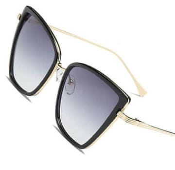 Camerazar Elegantne ženske sončne očala Cat Eye, črna, kovinski okvir, UV filter 400