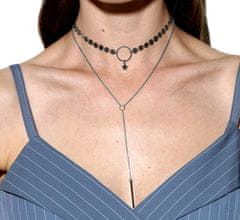 Camerazar Nehoten Ogrlica Choker z Zvezdo, Srebrna/Zlata, Dvodelna Oblikovanje