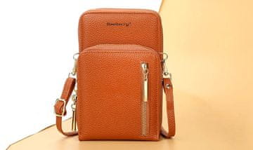 Camerazar Damska mini denarnica za telefon iz mehke ekološke usnje, zlat hardware, 18x11x5 cm