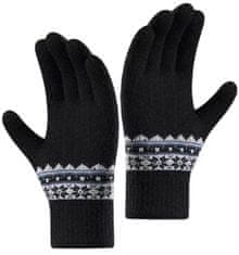 Camerazar Topla ženska zimska rokavica z nordijskim vzorom, črna, akrilna preja, univerzalna velikost