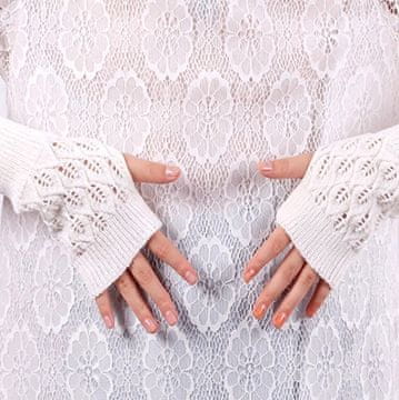 Camerazar Tople odprte rokavice brez prstov, bele, akrilna preja, 20x7 cm