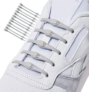 Camerazar Silikonske elastične vezalke brez vezanja, siva, 12 cm