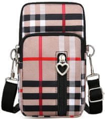 Camerazar Organizator za telefon čez ramo, kariran vzorec, vodoodporen material, 10x19x5 cm