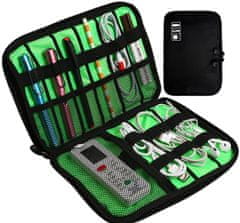 Camerazar Potovalni organizator za kable in polnilce, črn, poliestr Oxford 300D, 24x17x2,5 cm