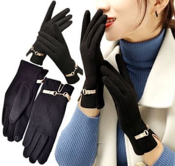 Camerazar Ženske dotikalne rokavice, črne, poliester, dolžina 23 cm - širina 8,5 cm