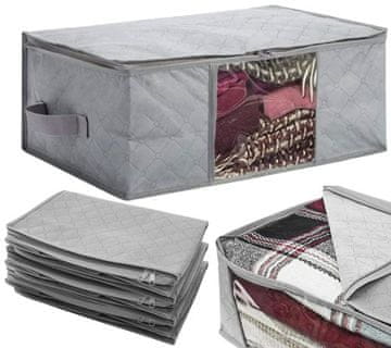 Camerazar Veliki organizator za oblačila in posteljnino, sivi poliester, 49x36x21 cm