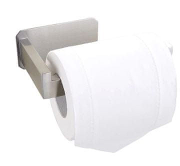 Camerazar Nerjaveči samolepilni nosilec za toaletni papir, srebrn, 14x7,5x9,5 cm
