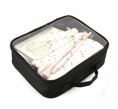 Camerazar Prozorne kozmetične torbice-organizatorji za prtljažnik, 3 kosi, črn zadrga, dimenzije 20,3 x 15,2 x 7,6 cm