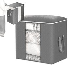 Camerazar Velika omara za shranjevanje posteljnine in oblačil, siva, netkana tekstil/polyester, 50x46x28 cm