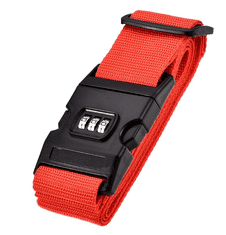 Camerazar Rdeža varnostna pas za prtljago s kombinacijskim zaklepom, polipropilenski najlon, 200 cm