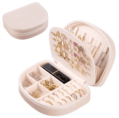 Camerazar Organizator za nakit majhen, roza ekokoža, zadrga zaklep, 17x12,5x5,3 cm
