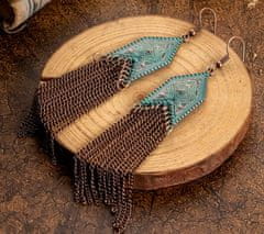 For Fun & Home Ženske dolge boho orientalske retro uhane, starozlate, kovinske, 10 cm
