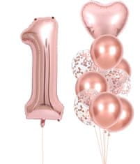 Camerazar Set 10 rozačih balonov za rojstni dan iz lateksa in folije, različne oblike in velikosti, max. 81 cm