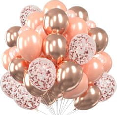 Camerazar Set 30 balonov v roza-zlatih barvah s konfeti, lateks, premer 25 cm