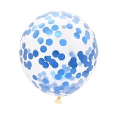 Camerazar Set 12 modrih balonov s konfeti in številko 4, lateks in folija, premer 25 cm, višina 82 cm
