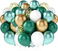 Camerazar Set 60 zelenih balonov s konfeti, lateks, premer 25 cm
