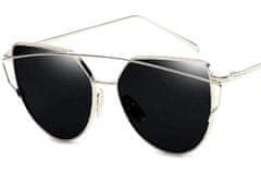 Camerazar Črne Sončne Očale Glam Rock Cat Eye, Kovinske, z UV400 Filtrski Kategorija 3D