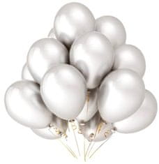 Camerazar Set 50 balonov v črni in srebrni barvi, lateks, premer 30 cm