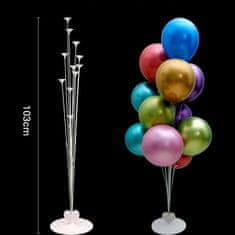 Camerazar Nosilec za balone 103 CM, bel plast, oblik srca, za poroke in rojstnodnevne zabave