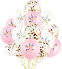 Camerazar Skupina 15 balonov Enhoroskop Mešano, Bela/Rozna/Zlata, Lateks, Premer 30 cm