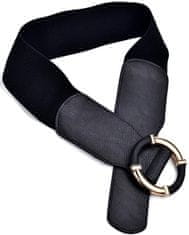 Camerazar Elegantni ženski elastični pas z zlatim sponko, črna, 78-110 cm x 6,5 cm, sintetični material