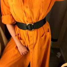 Camerazar Elegantni ženski elastični pas z zlatim sponko, črna, 78-110 cm x 6,5 cm, sintetični material