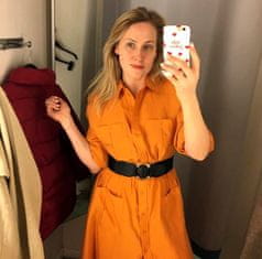 Camerazar Elegantni ženski elastični pas z zlatim sponko, črna, 78-110 cm x 6,5 cm, sintetični material