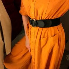 Camerazar Elegantni ženski elastični pas z zlatim sponko, črna, 78-110 cm x 6,5 cm, sintetični material