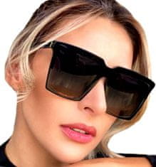 Camerazar Škrlatne sončne očala za dame oversized s mačjastimi očmi, črna, plastična, UV400 filter kat. 3