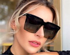 Camerazar Škrlatne sončne očala za dame oversized s mačjastimi očmi, črna, plastična, UV400 filter kat. 3