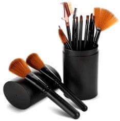 Camerazar Profesionalna set 12 čopičev za make-up s etuijem, sintetična vlakna, dolga življenjska doba