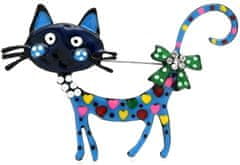 For Fun & Home Eleganten Mačji Brož Barvna Umetnost, Širina 6,4 cm, Višina 5 cm, Material Nakitna Zlitina
