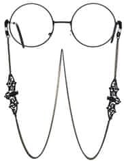 Camerazar Unisex Ogrlica za Očala z Netopirjem, Črn Kov, 75 cm