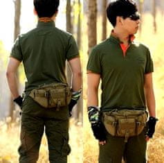 Camerazar Vojaška torba za ledvico, Oxford 600D tkanina, nastavljiv pas, 15x5-13 cm