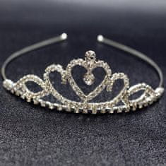 Camerazar Dekorativna tiara diadem s kristalno krono, cinkova žica, dolžina 13 cm