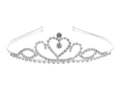 Camerazar Dekorativna tiara diadem s kristalno krono, cinkova žica, dolžina 13 cm