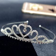 Camerazar Dekorativna tiara diadem s kristalno krono, cinkova žica, dolžina 13 cm