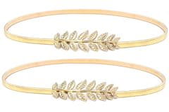 Camerazar Elastični kovinski pas SNAKE z listom, roza zlato, 66-125 cm