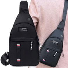 Camerazar Moška mestna torba preko rame Sachet Urban, črna, sintetično tkanino Oxford, 70-130x17x31 cm