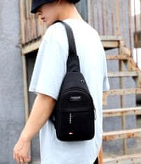 Camerazar Moška mestna torba preko rame Sachet Urban, črna, sintetično tkanino Oxford, 70-130x17x31 cm