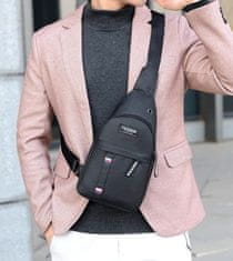 Camerazar Moška mestna torba preko rame Sachet Urban, črna, sintetično tkanino Oxford, 70-130x17x31 cm