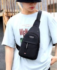 Camerazar Moška mestna torba preko rame Sachet Urban, črna, sintetično tkanino Oxford, 70-130x17x31 cm