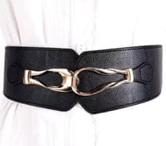 Camerazar Eleganten Ženski Širok Elastični Korsetni Pas, Zlata Kovinska Spona, Ekokoža, 70-89 cm x 6 cm